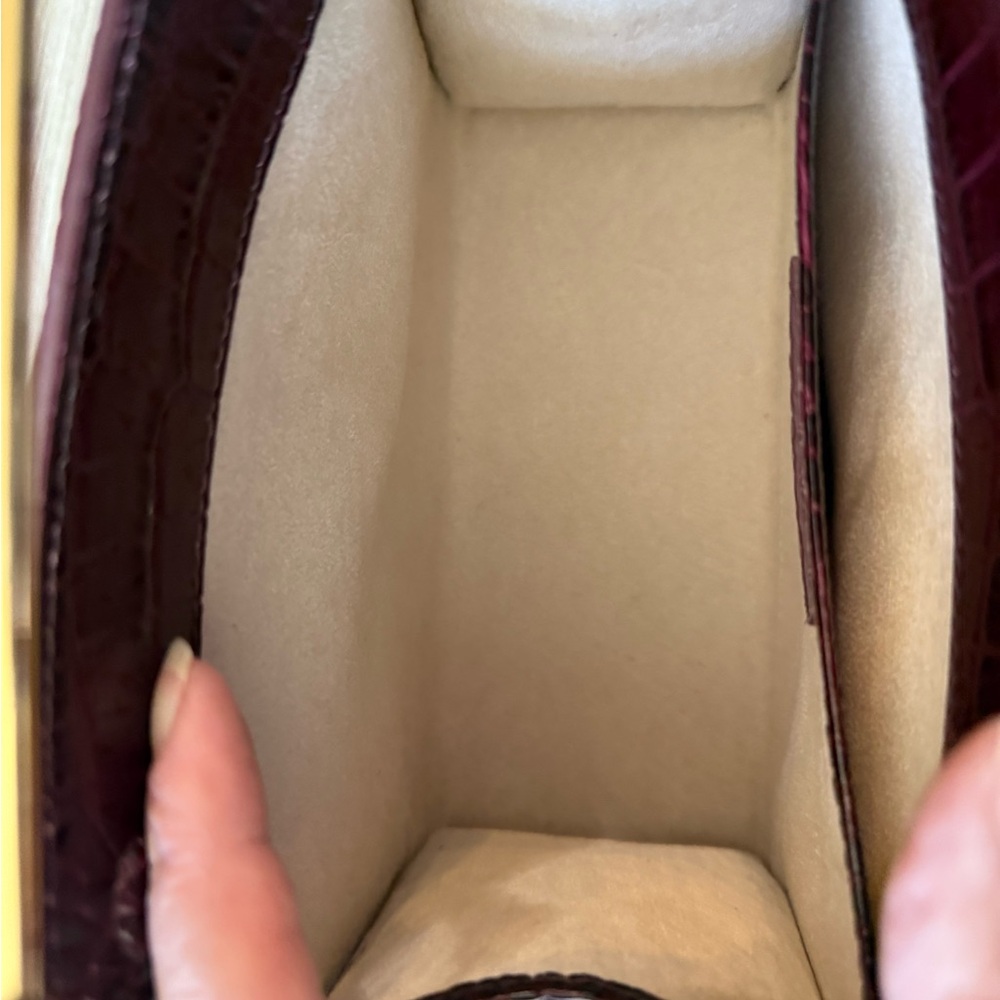 NWOT Strathberry Mini Tote in Burgandy Croc Embossed Leather with Gold Chain - Picture 10 of 15